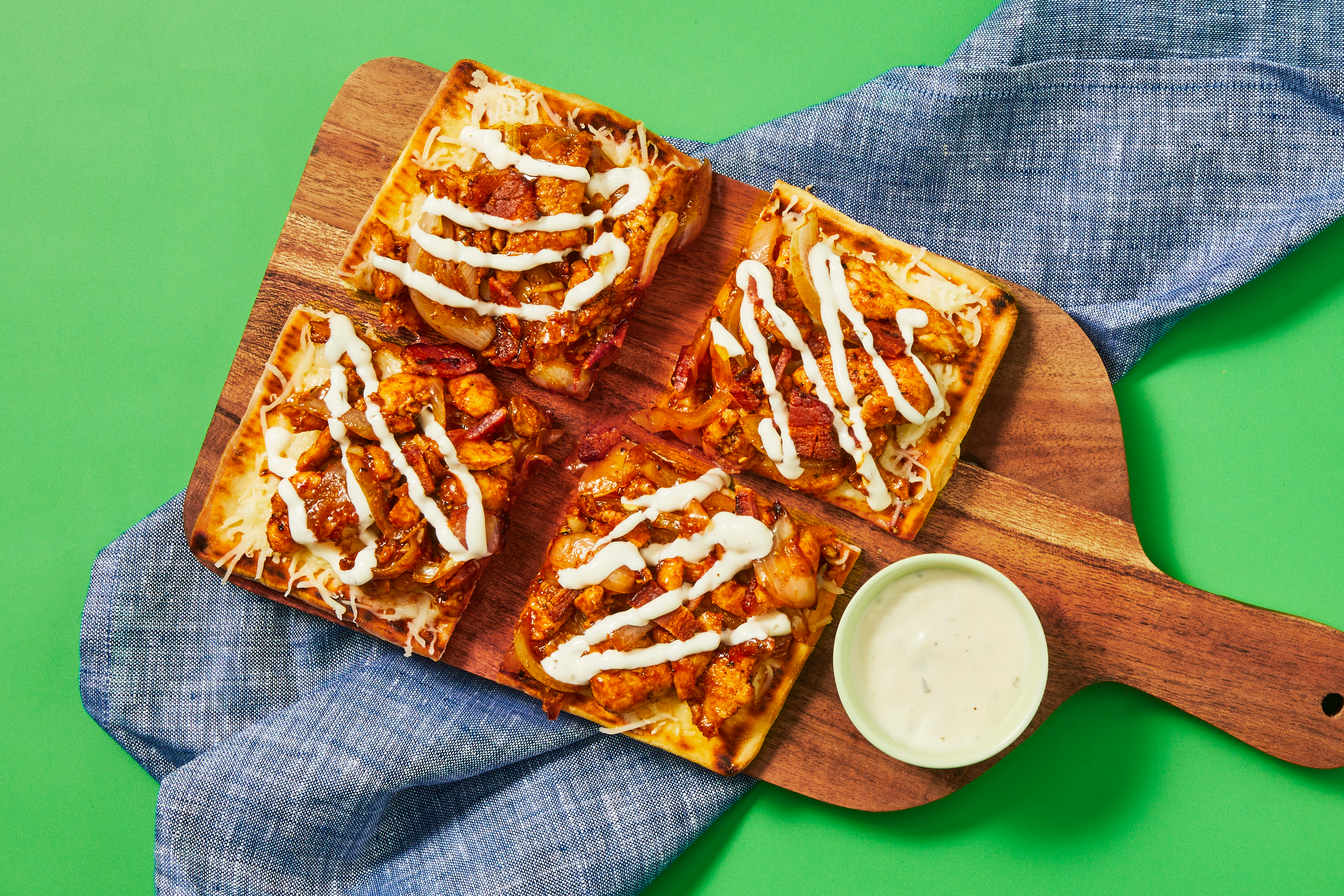 BBQ Chicken, Bacon & Onion Flatbreads
