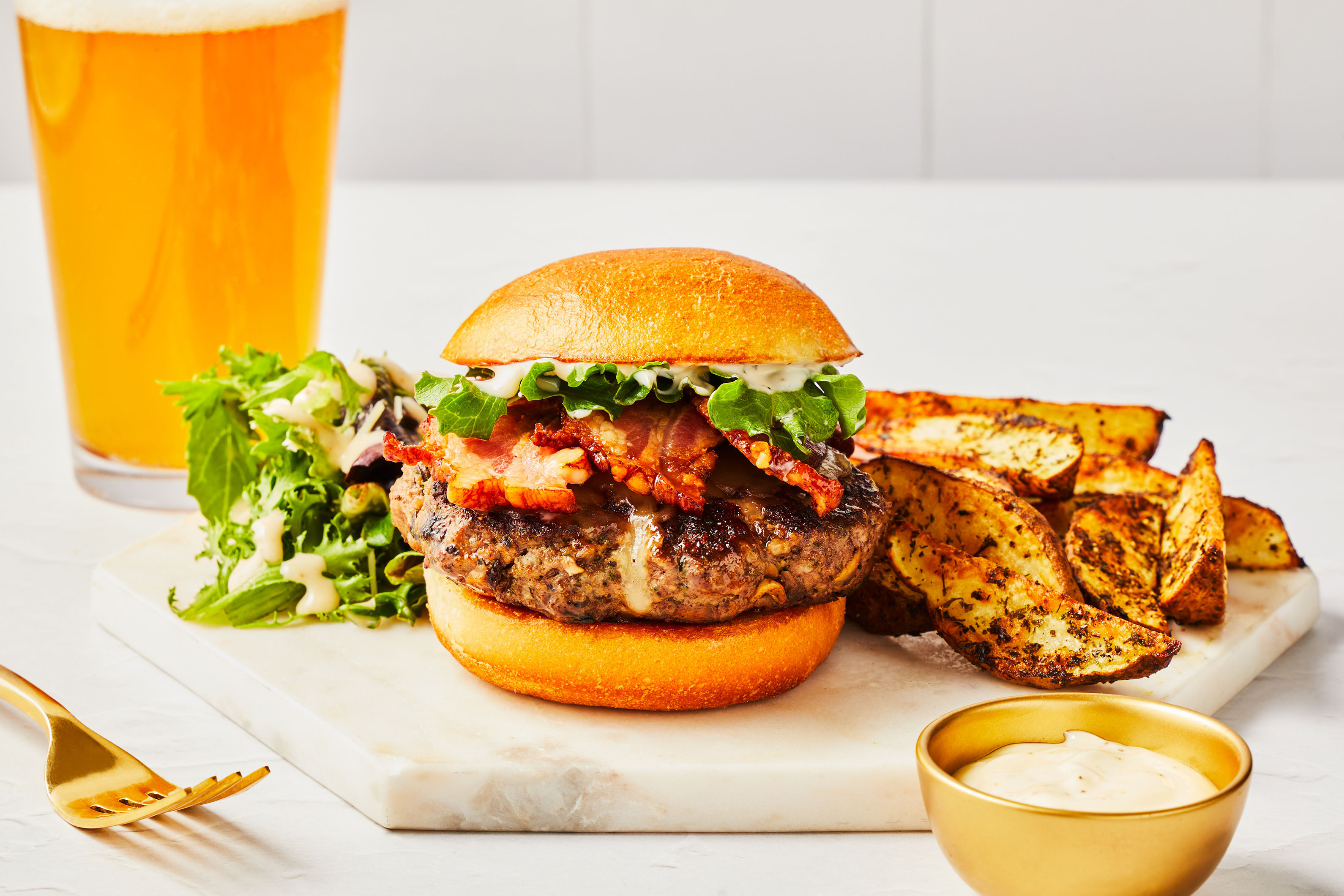 Beef & Mushroom Ranch Burgers with Bacon