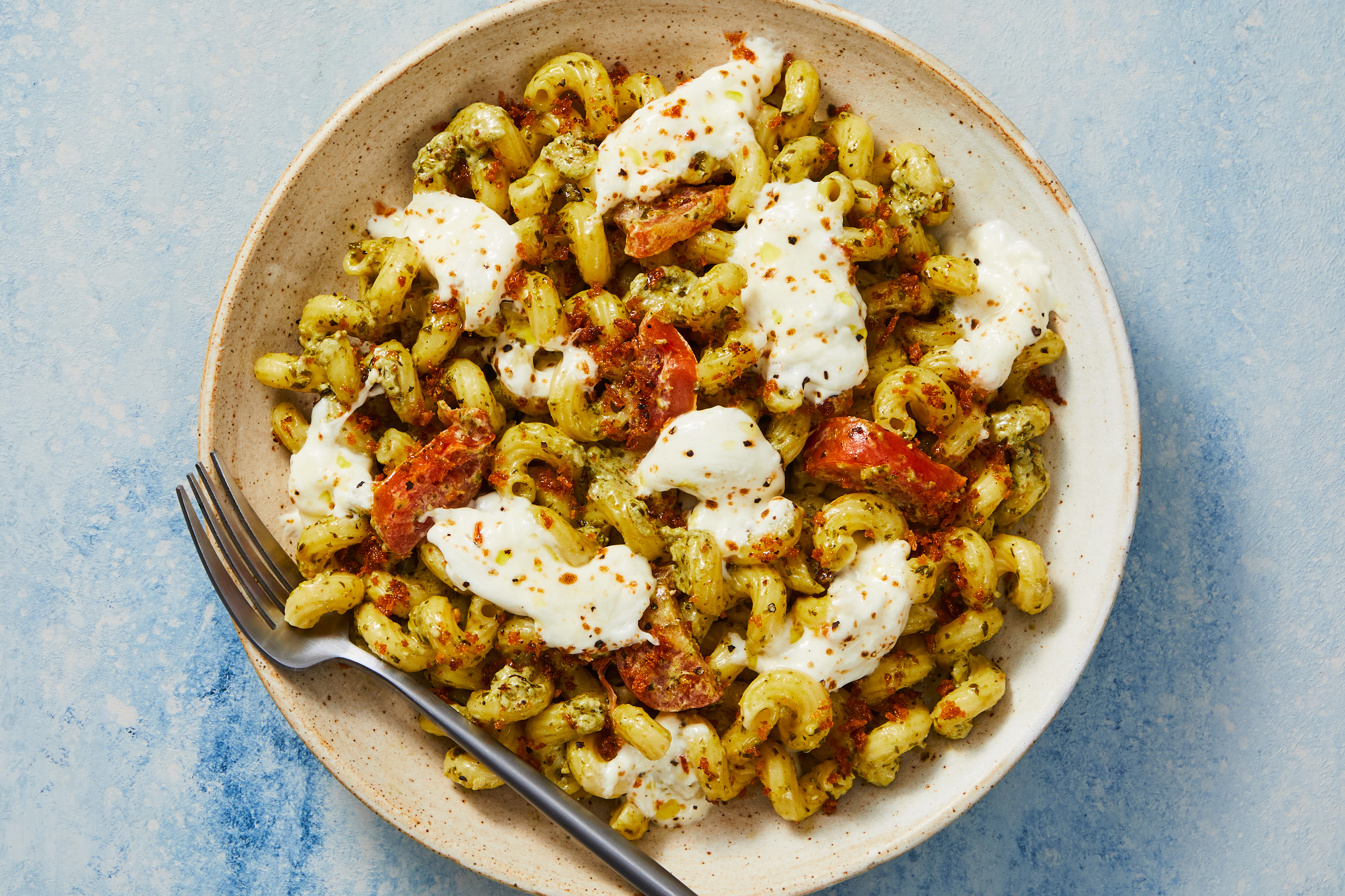 Broiled Burrata Pesto Fusilli