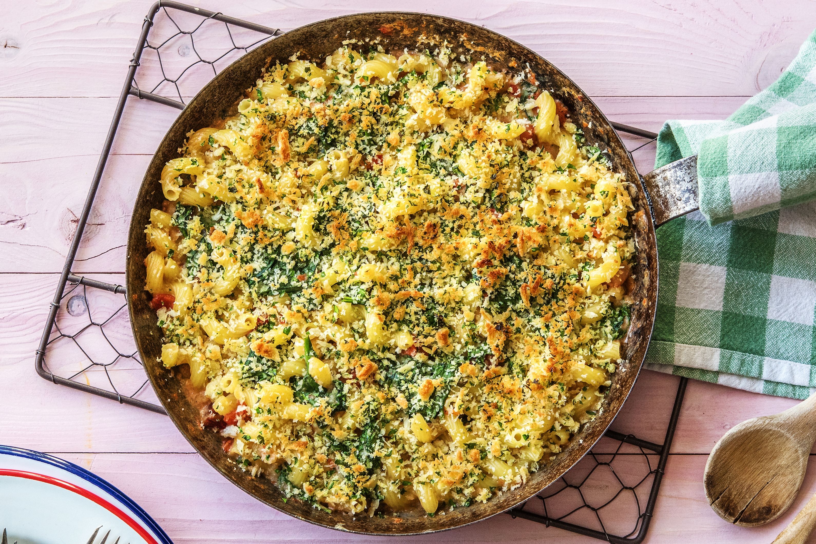 Cavatappi in a Tomato Cream Sauce: Pancetta and Spinach