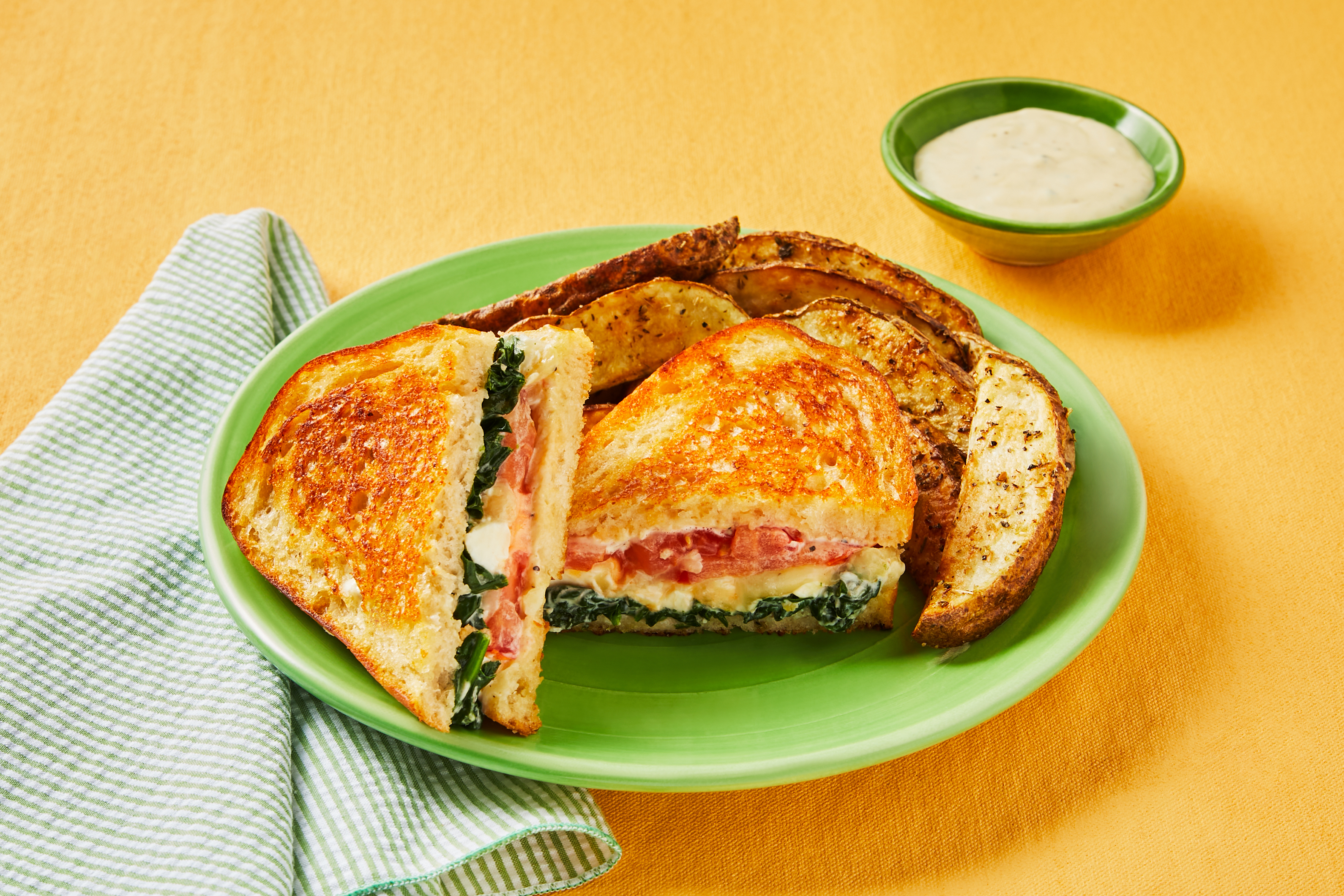Cheesy Spinach, Tomato & Feta Panini