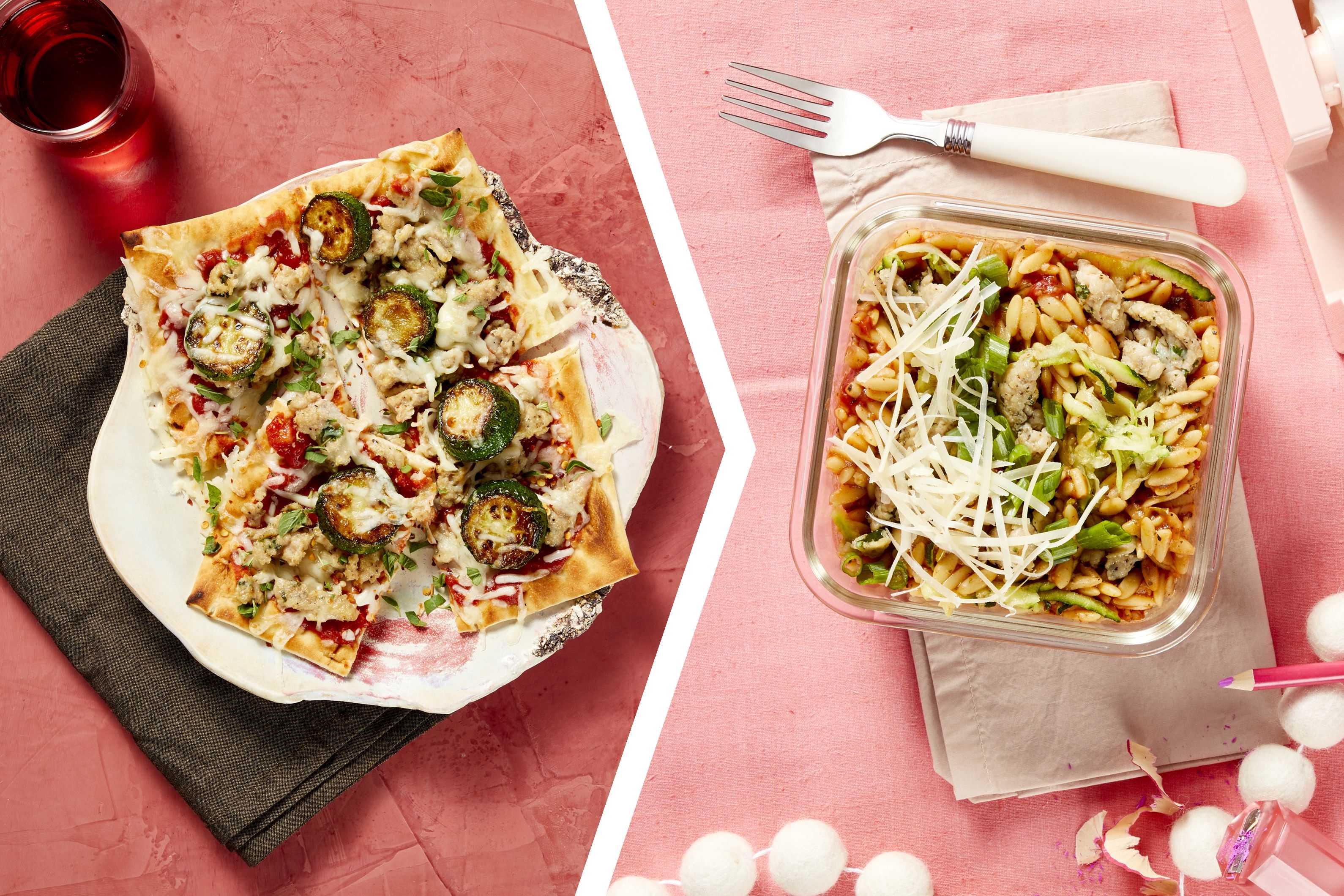 Chicken Sausage Flatbreads for Dinner: Italian Orzotto for Lunch