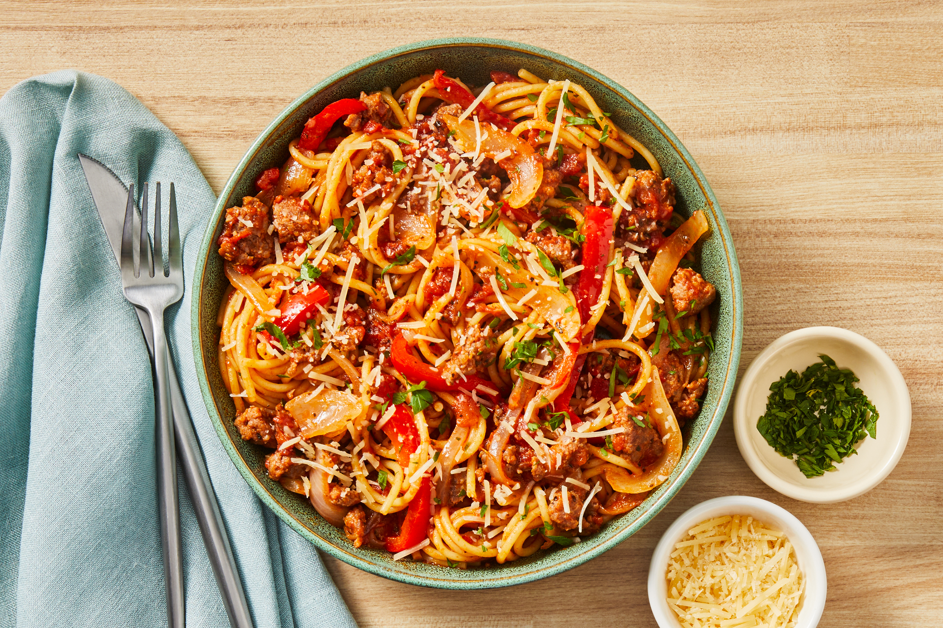 Chicken Sausage & Pepper Spaghetti