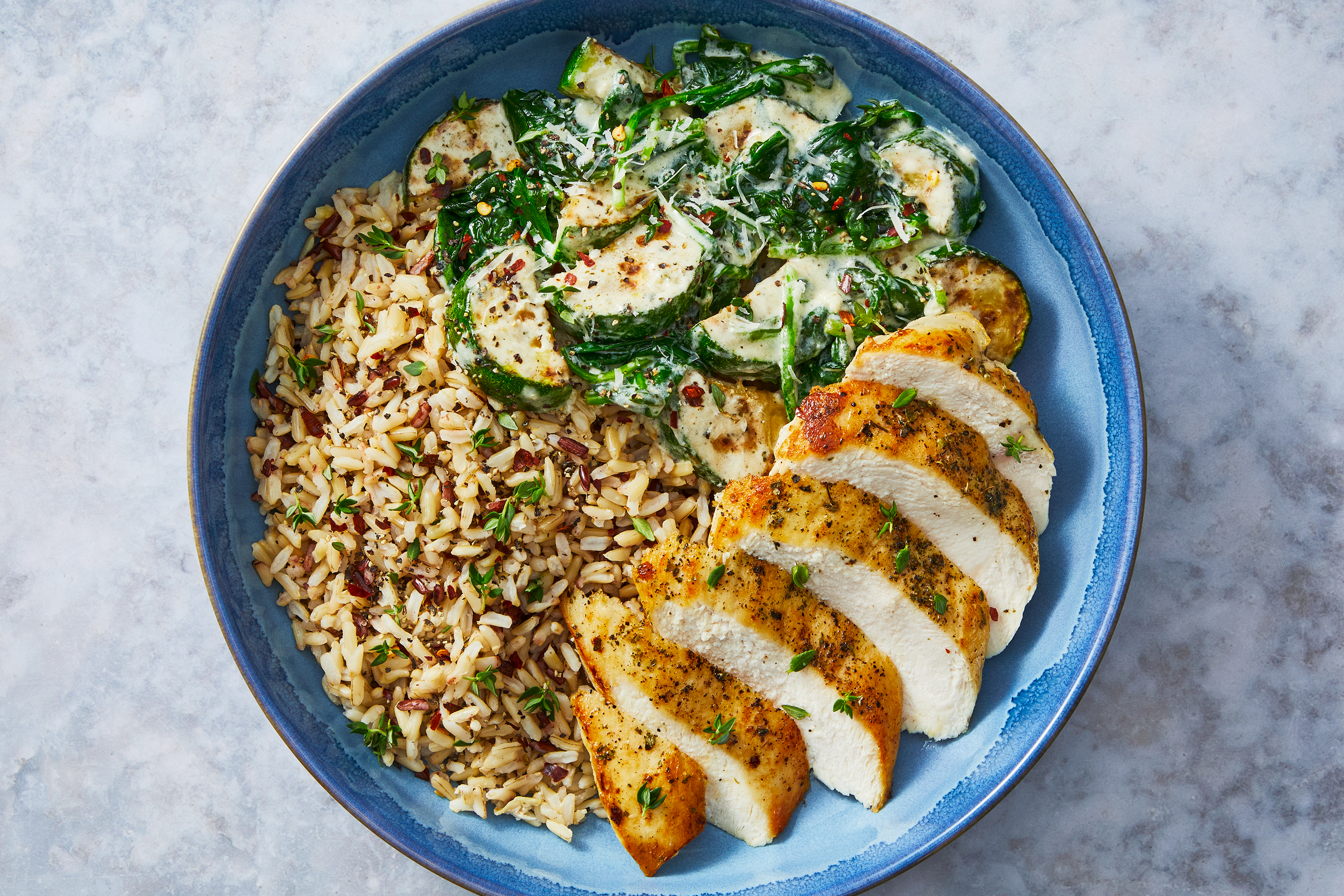 Chicken with Creamy Spinach Parm Sauce