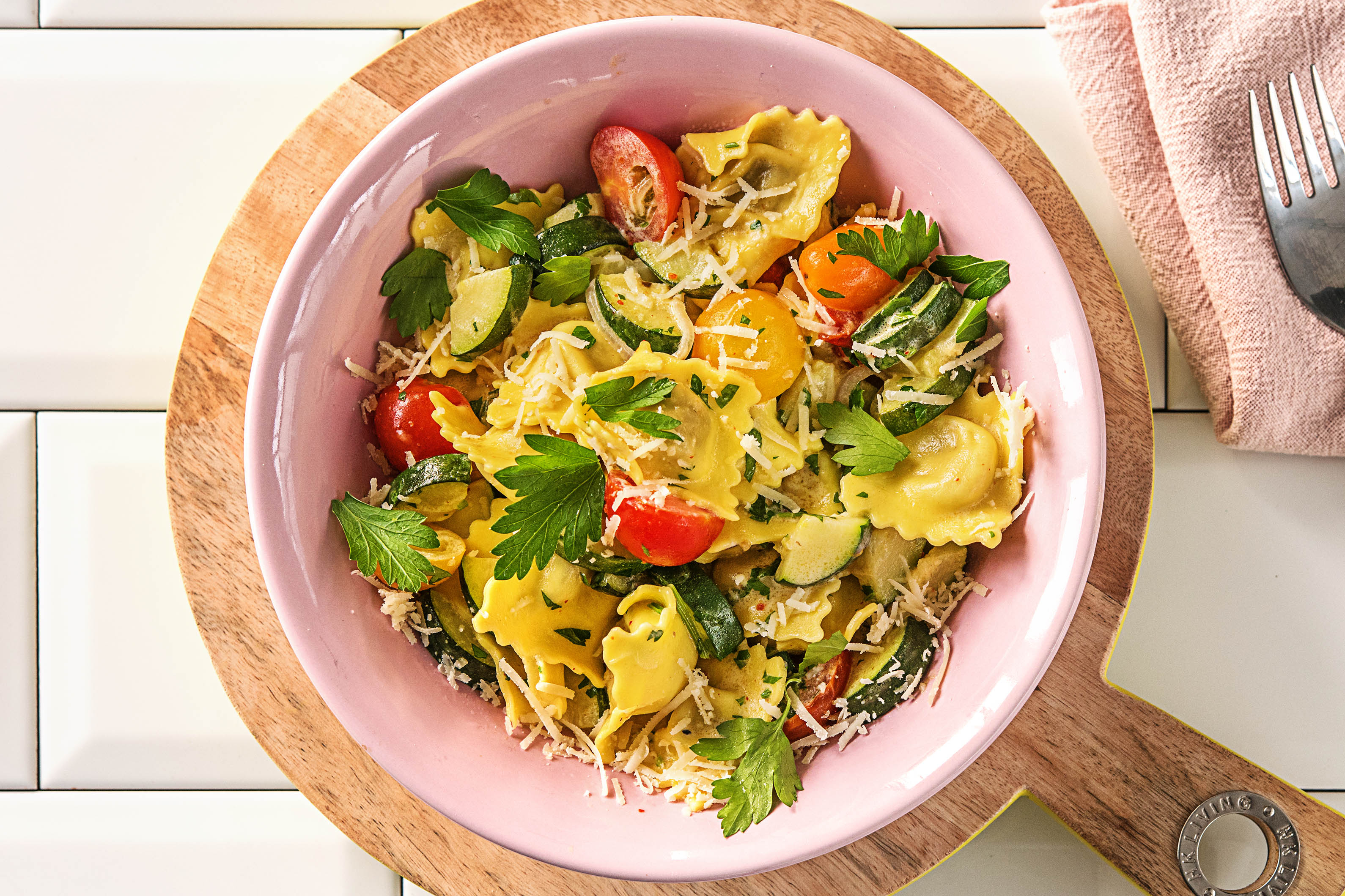 Creamiest Mushroom Ravioli: Parmesan and Heirloom Grape Tomatoes